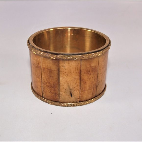 Wide Wood and Brass Bangle Bracelet - Picture 4 of 4